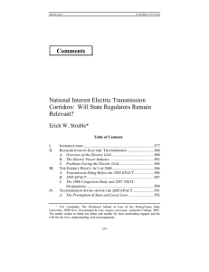 Comments National Interest Electric Transmission Corridors: Will