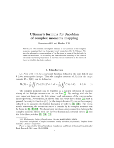 Ullemar`s formula for Jacobian of complex moments mapping