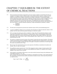 CHAPTER 17 EQUILIBRIUM: THE EXTENT OF CHEMICAL