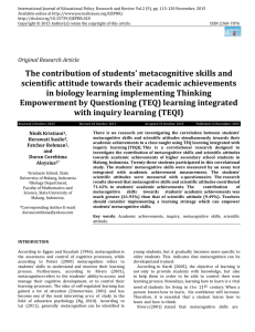 The contribution of students` metacognitive skills and scientific