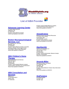 List of ABA Provider - Massachusetts Advocates for Children