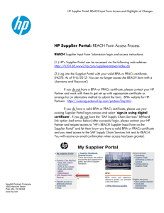 HP REACH Supplier Input Form Access and Highlights of Changes
