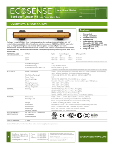 EcoSpec® Linear INT Warm Cove Low Power Specification Sheet