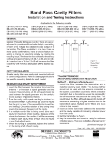 Installation and Tuning Instructions for DB Band Pass Cavity Filters