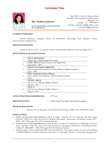 Resume - Guru Ghasidas Vishwavidyalaya