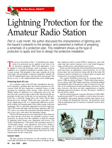 Lightning Protection for the Amateur Radio Station