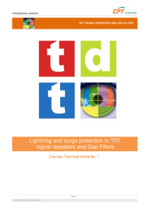 Lightning and surge protection in TDT signal repeaters