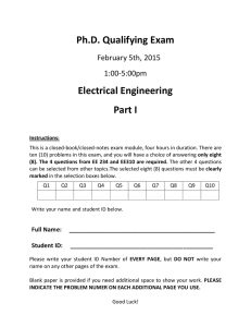 Ph.D. Qualifying Exam Electrical Engineering Part I