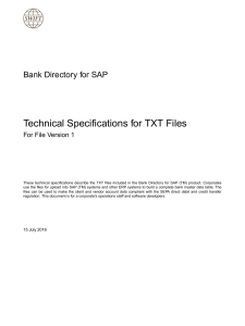 Bank Directory for SAP - Technical Specifications for TXT Files