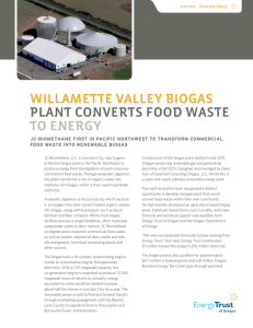 willamette valley biogas plant converts food waste to energy
