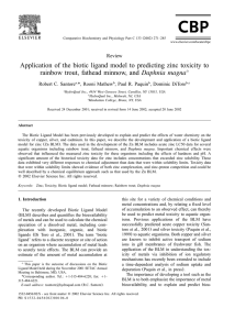 Application of the biotic ligand model to predicting zinc toxicity to