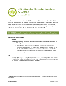 LEED v4 Canadian Alternative Compliance Paths (ACPs