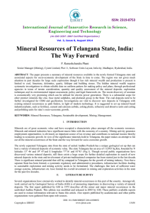 Mineral Resources of Telangana State, India: The Way