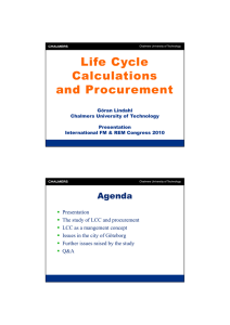 Life Cycle Calculations and Procurement