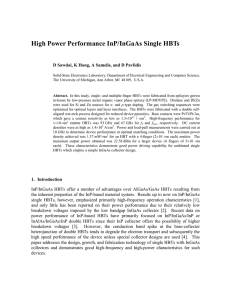 High Power Performance InP/InGaAs Single HBTs