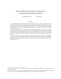 Pure and Bayes-Nash Price of Anarchy for Generalized Second