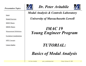 IMAC 19 Young Engineer Program TUTORIAL: Basics of Modal