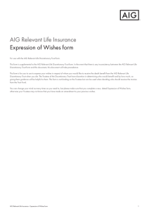 AIG Relevant Life Insurance Expression of Wishes form