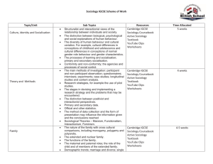 Sociology IGCSE Scheme of Work Topic/Unit Sub Topics Resources