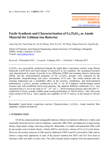 Facile Synthesis and Characterization of Li4Ti5O12 as Anode