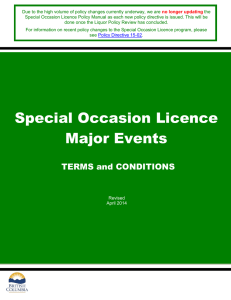 Special Occasion Licence: Major Events Terms and Conditions