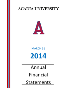 Acadia Financial Statements - Financial Services