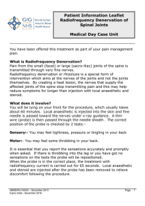 Patient Information Leaflet Radiofrequency Denervation of Spinal