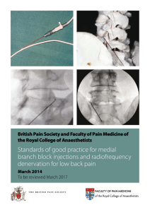 Standards of good practice for medial branch block injections and