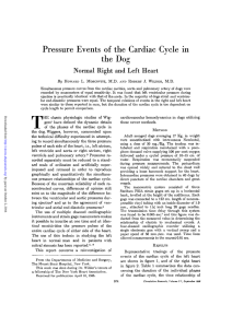 Pressure Events of the Cardiac Cycle in the Dog