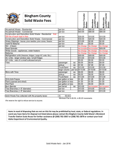 New Solid Waste Fees January 2016