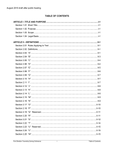 TABLE OF CONTENTS - Port Sheldon Township
