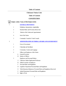 Table of Contents Chickasaw Nation Code Table of Contents