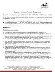 Restrictive Measures Provider Requirements