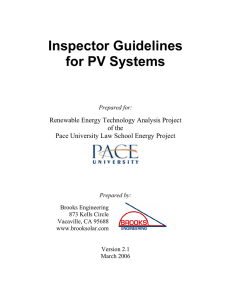 Inspector Guidelines for PV Systems