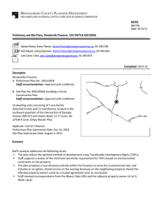 Brookeville Preserve Staff Report, Site Plan No. 820120030