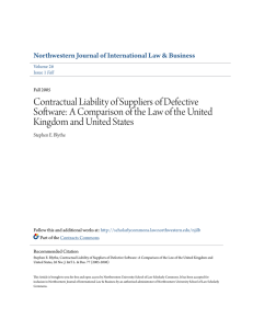Contractual Liability of Suppliers of Defective Software