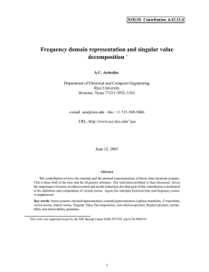 Frequency domain representation and singular value decomposition
