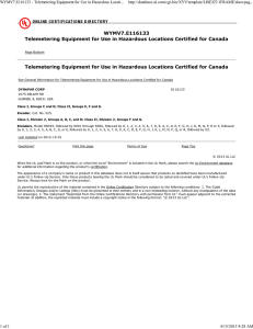 Hazardous Series HSD35 Canadian UL Certification