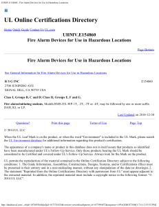 Fire Alarm Devices for Use in Hazardous Locations
