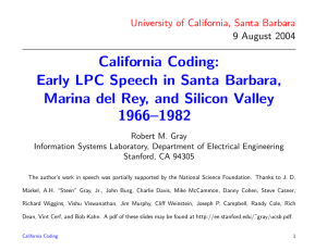 California Coding: Early LPC Speech in Santa Barbara, Marina del