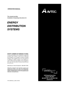 Avtec Utility Distribution Systems Operator`s Manual