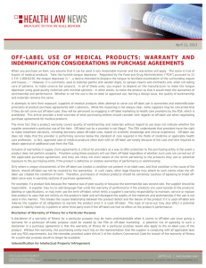 OFF-LABEL USE OF MEDICAL PRODUCTS: WARRANTY AND