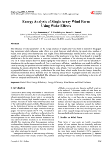 Exergy Analysis of Single Array Wind Farm Using Wake Effects