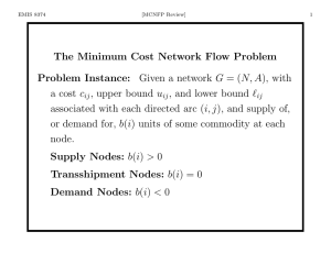 The Minimum Cost Network Flow Problem Problem Instance: Given
