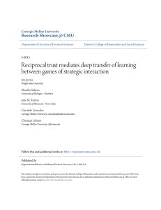 Reciprocal trust mediates deep transfer of learning between games