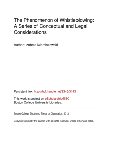 The Phenomenon of Whistleblowing: A Series of Conceptual and