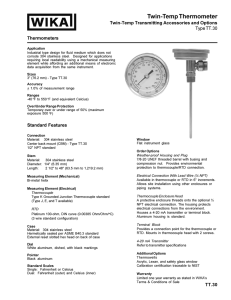 Twin-Temp Thermometer Twin-Temp Transmitting Accessories and