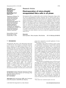Electroporation of microdroplet encapsulated HeLa cells in oil phase