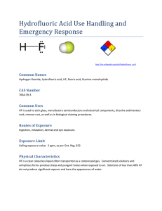 Hydrofluoric Acid Use Handling and Emergency Response