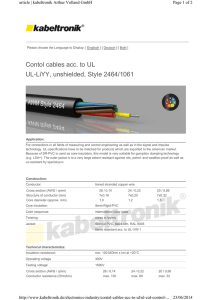 Contol cables acc. to UL UL-LiYY, unshielded, Style 2464/1061